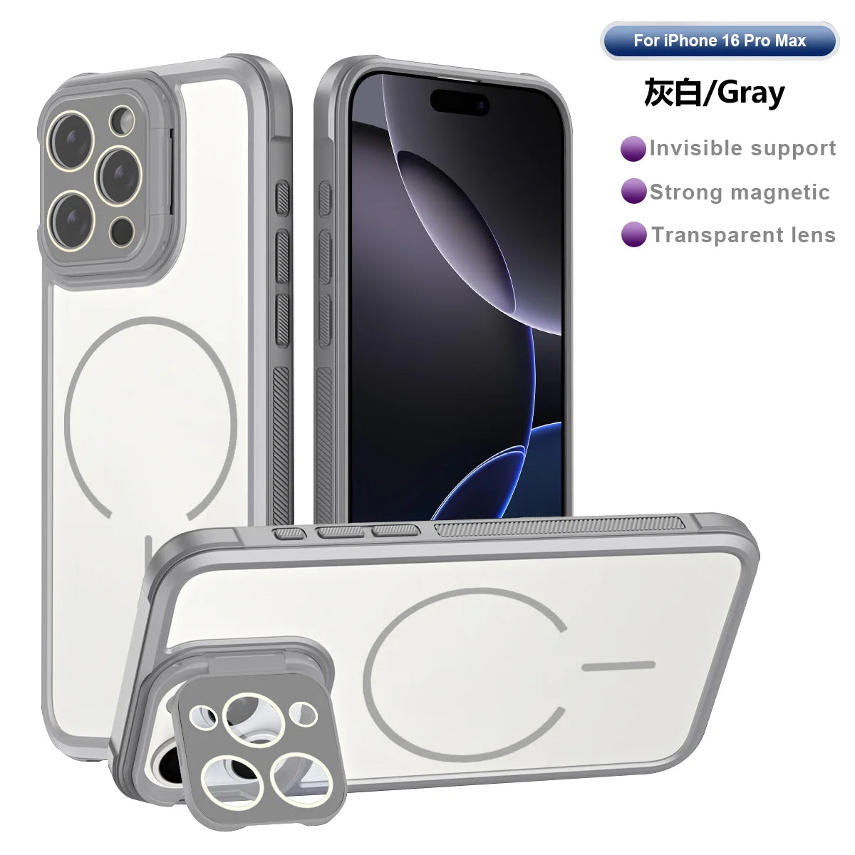 Luxury Iphone Magsafe Camera Protect Stand Holder Case