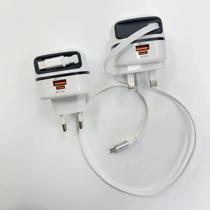 65W Fast Charger with Retractable Cable