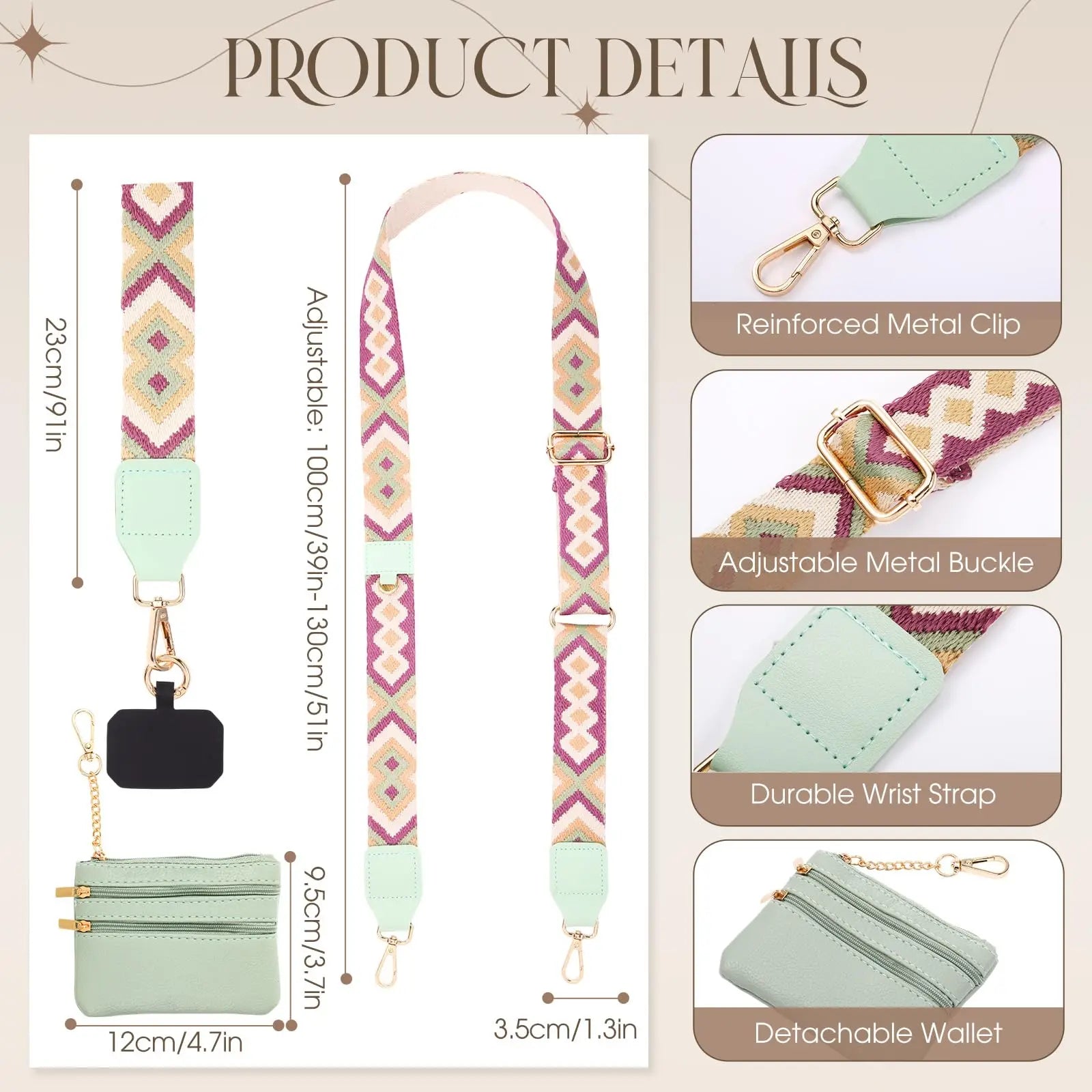 Phone Lanyard With Zipper Pocket and Storage Bag