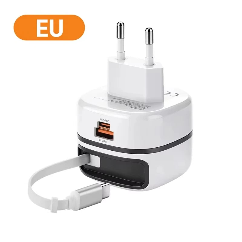 65W Fast Charger with Retractable Cable