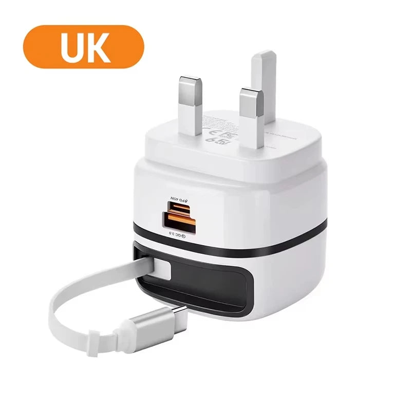 65W Fast Charger with Retractable Cable